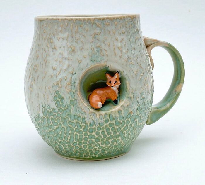cute animal sculpture cups  fox