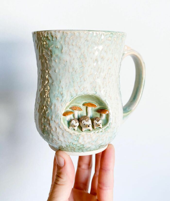 cute animal sculpture cups  hedgehogs