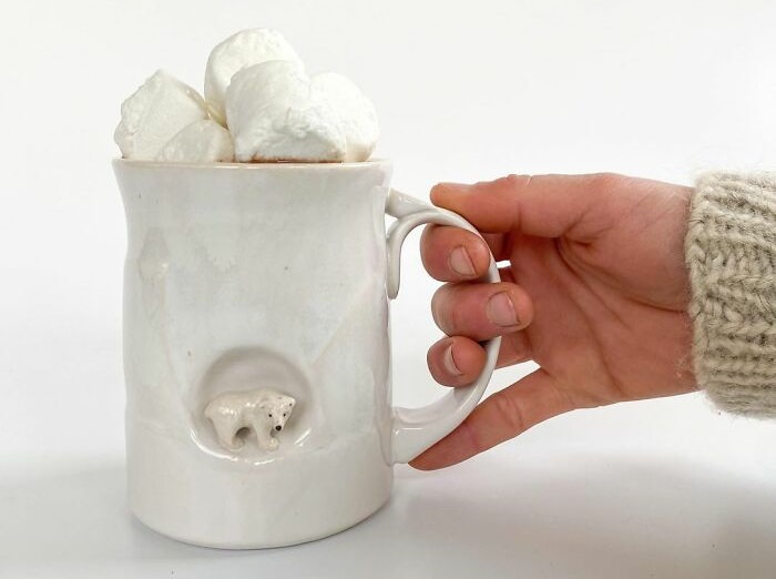 cute animal sculpture cups  white bear