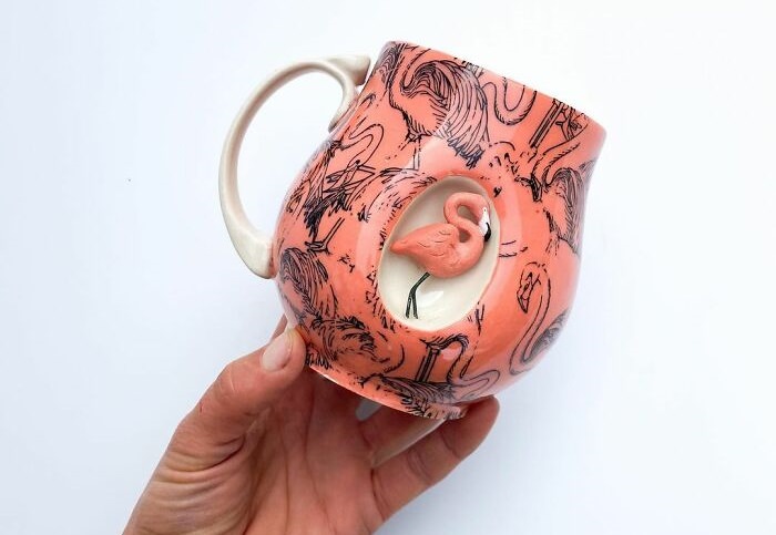 cute animal sculpture cups  Flamingo