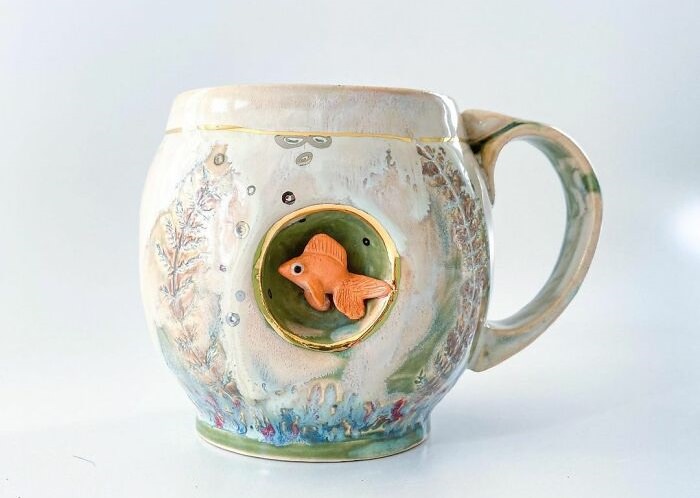 cute animal sculpture cups  goldfish