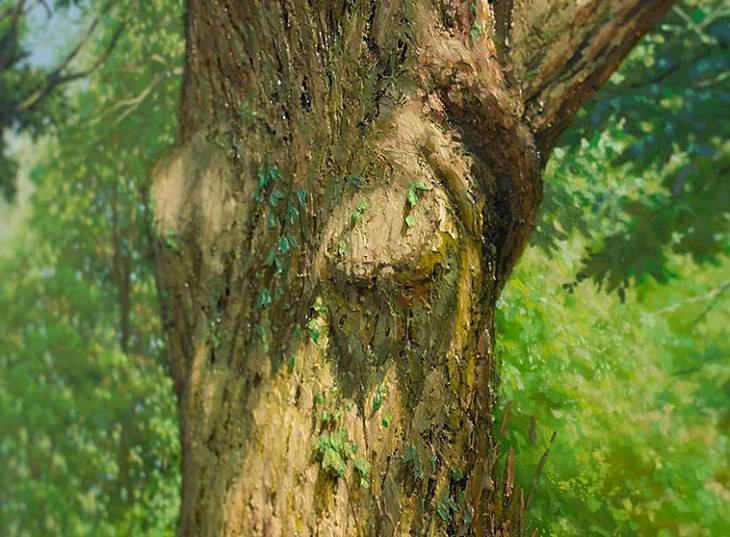 Hyperrealism Paintings, tree bark
