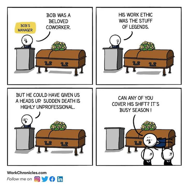 Funny and Related Workplace Comics, funeral