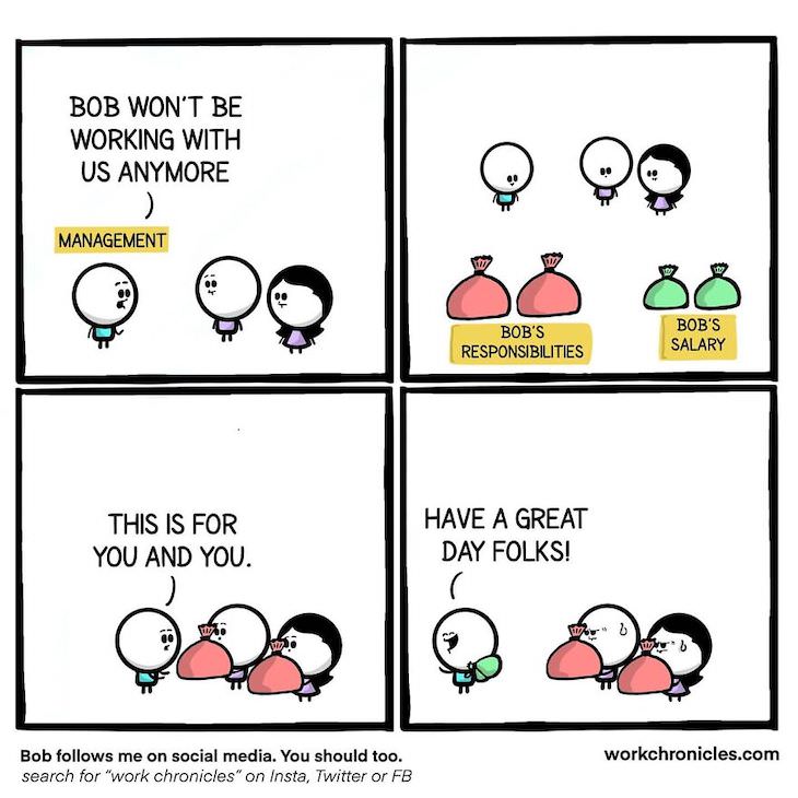 Funny and Related Workplace Comics, fair pay and workload