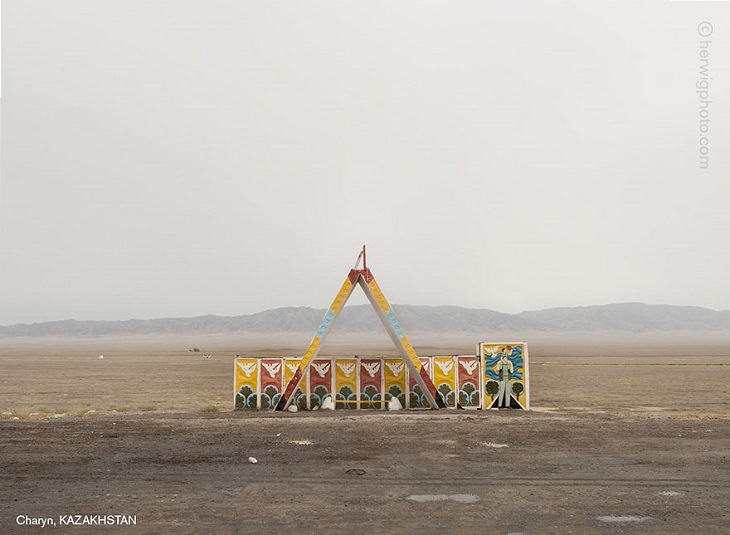 Photographs of bus stops and train stations in former Soviet Union countries with unique architecture and designs