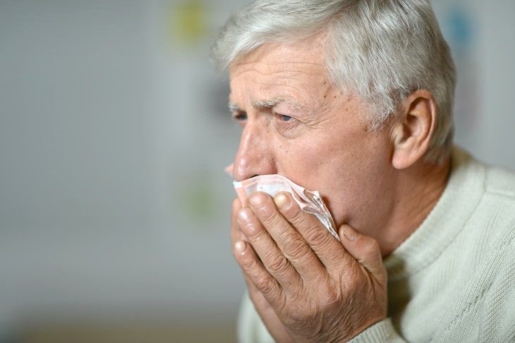Asbestos Source and Health Risks man coughing