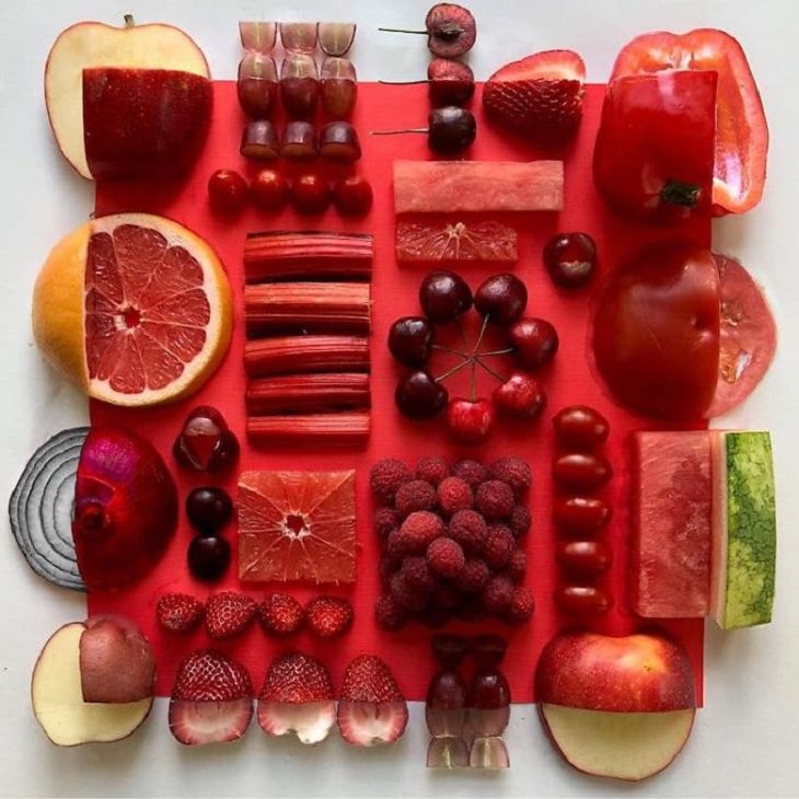 Photographs of beautiful and intricate food arrangements by artist Adam Hillman