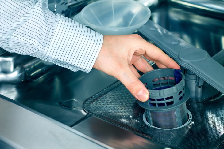 Dishwasher cleaning guide drain
