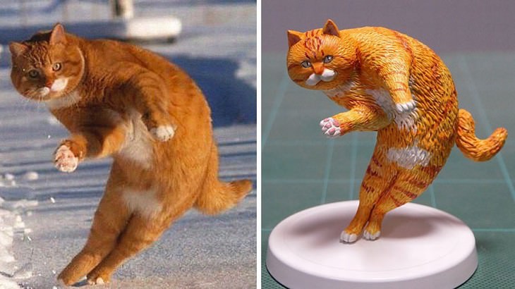 Meetissai animal memes in sculptures ski cat