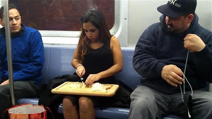 strange subway encounters chopping onions