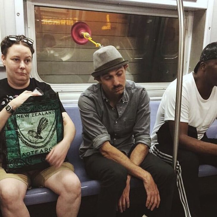 strange subway encounters sleeping hat