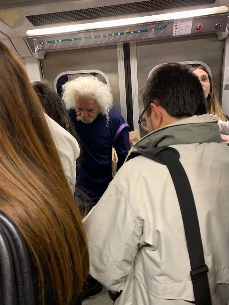 strange subway encounters Einstein