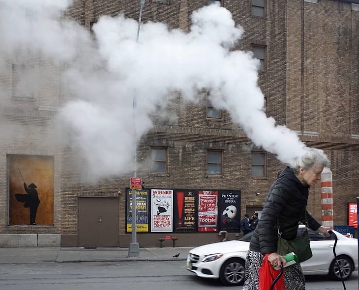 Street Photographer Captures Entertaining Moments head smoke