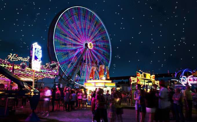 Theme park at night