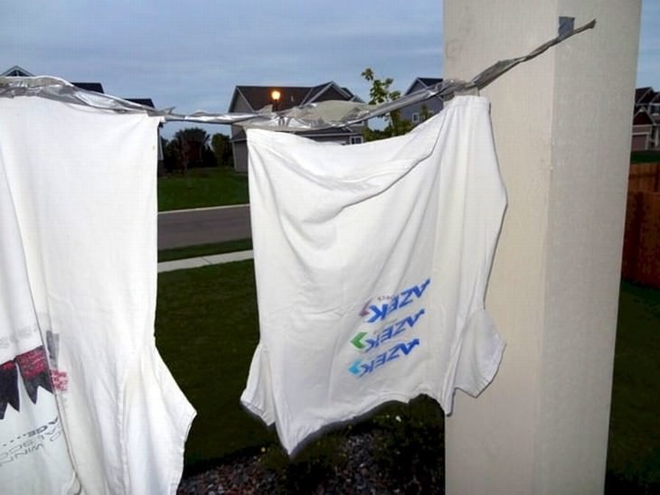 duct tape uses clothesline
