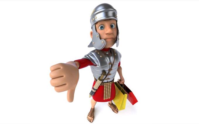 roman soldier giving thumbs down cartoon