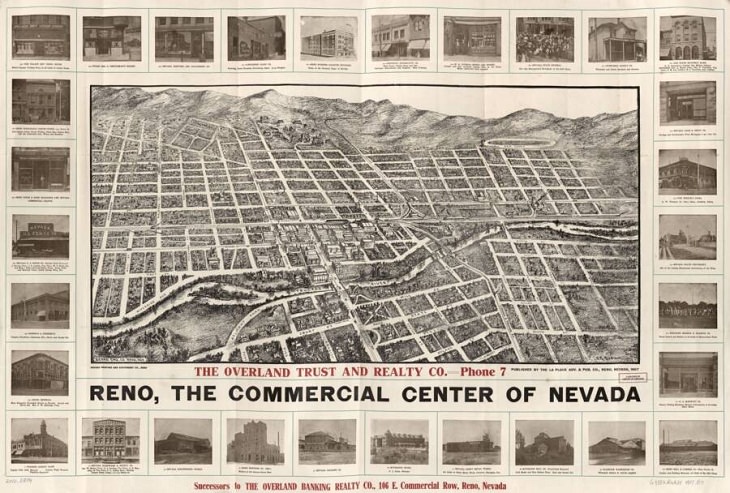 Illustrated panoramic maps Reno, Nevada, 1907