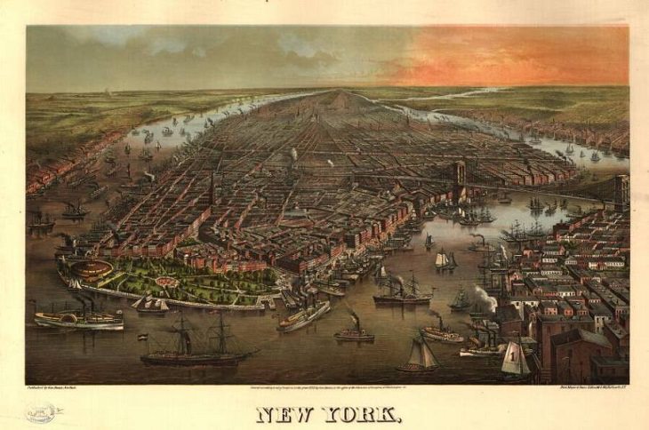Illustrated panoramic maps New York, 1873