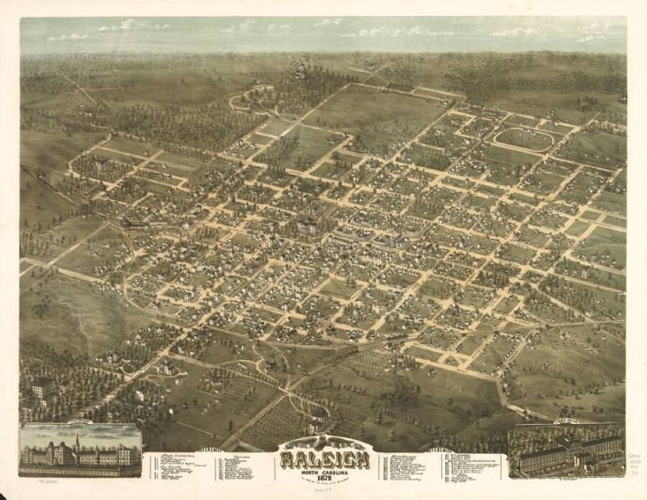 Illustrated panoramic maps Raleigh, North Carolina, 1872