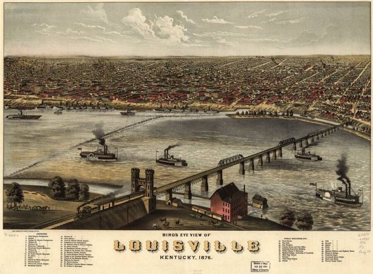 Illustrated panoramic maps Louisville, Kentucky, 1876