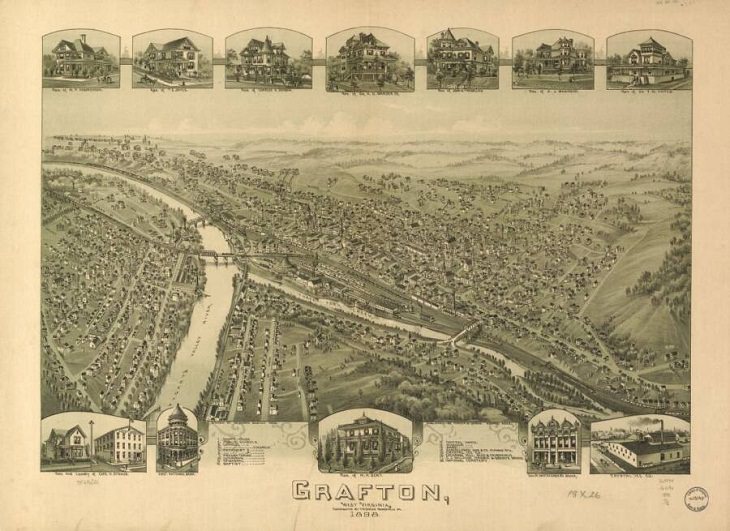 Illustrated panoramic maps Grafton, West Virginia, 1898