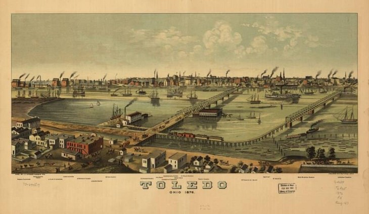 Illustrated panoramic maps Toledo, Ohio, 1876