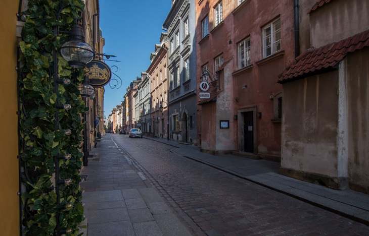 Ciudades Vacías Durante La Curantena Por Coronavirus Varsovia Polonia Calle