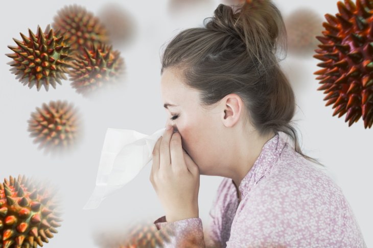 Alcohol Immune System woman sneezing with germs around her