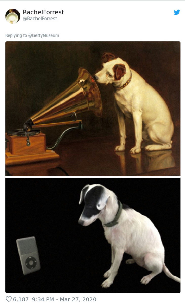 Getty Museum Famous Painting Recreations dog and gramophone