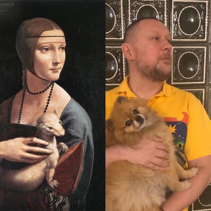 Getty Museum Famous Painting Recreations dame with ferret 
