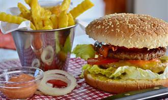 hamburger and fries