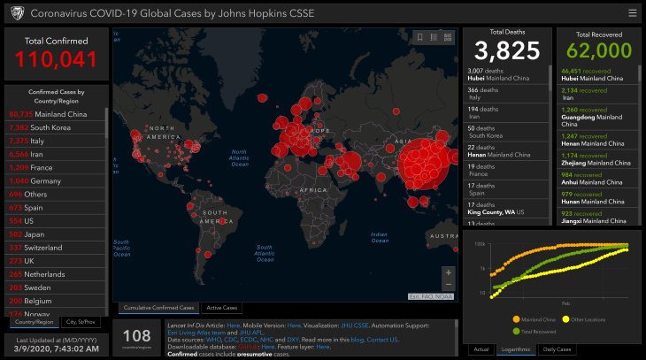 Coronavirus Online Map Coronavirus COVID-19 Global Cases by Johns Hopkins CSSE