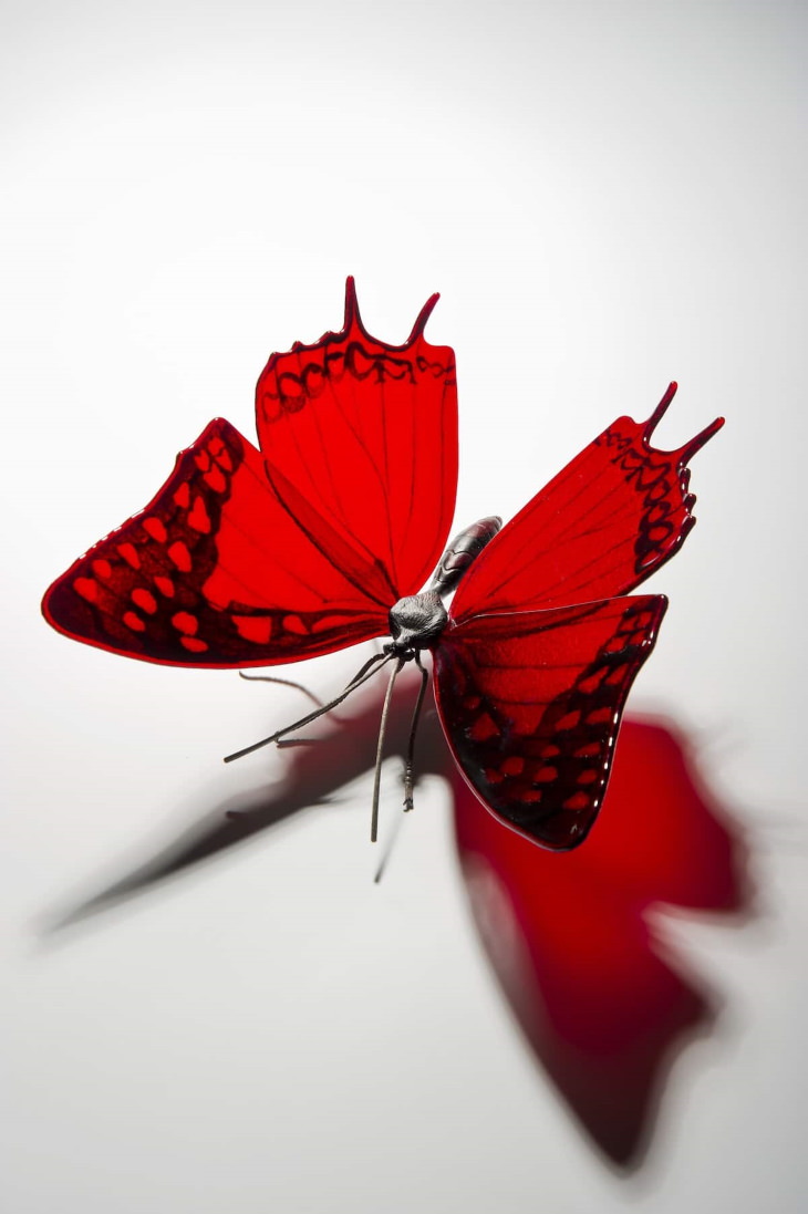 Laura Hart Glass Butterfly Sculptures Scarlet Mariposa