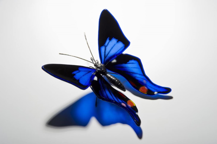 Laura Hart Glass Butterfly Sculptures Periander Metalmark