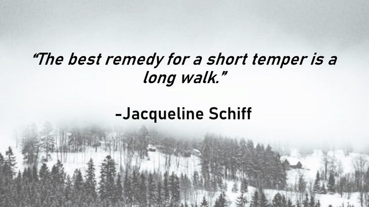 6. The best remedy for a short temper is a long walk.