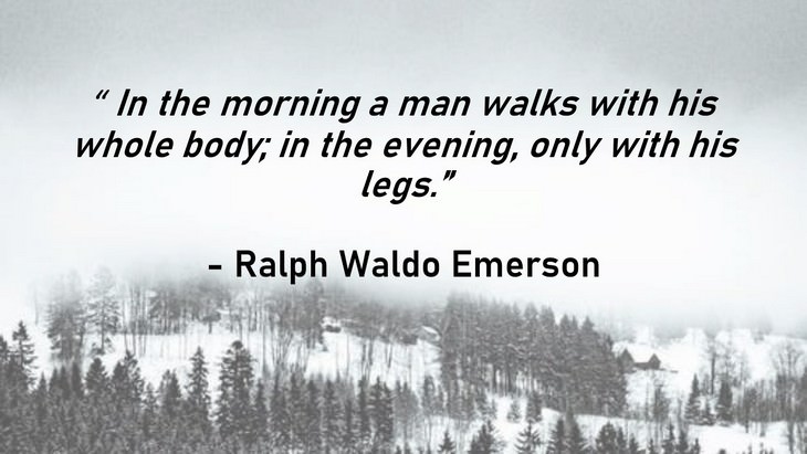 12.  "In the morning a man walks with his whole body; in the evening, only with his legs."