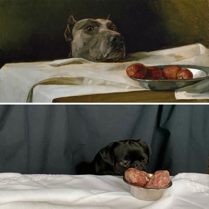 12. Dog With A Plate Of Sausages by Wilhelm Trübner