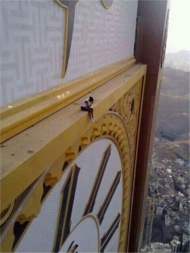 human scale photos Abraj al-Bait clock tower in Mecca, Saudi Arabia