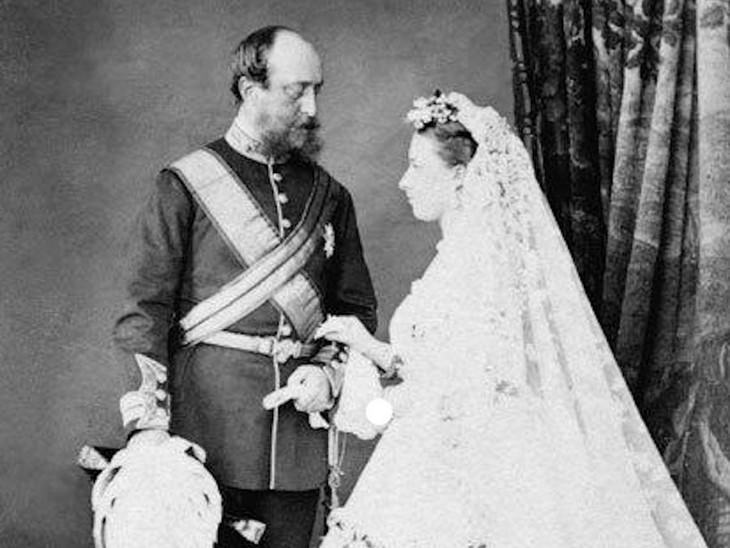 3. Princess Helena (daughter of Queen Victoria) and Prince Christian of Schleswig-Holstein-Sonderburg-Augustenburg at St George's Chapel, Windsor Castle, July 5, 1866