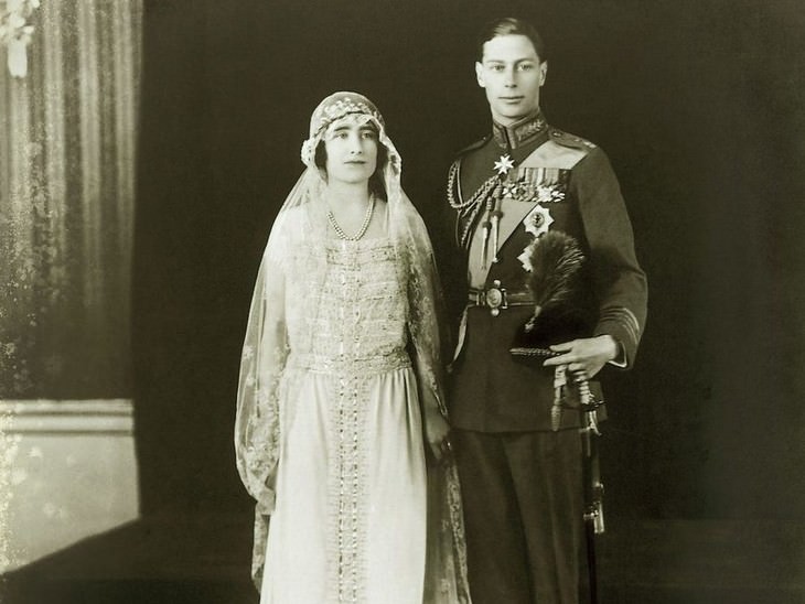 Prince Albert (to be King George VI) and Lady Elizabeth Bowes-Lyon at Westminster Abbey, April 26, 1923