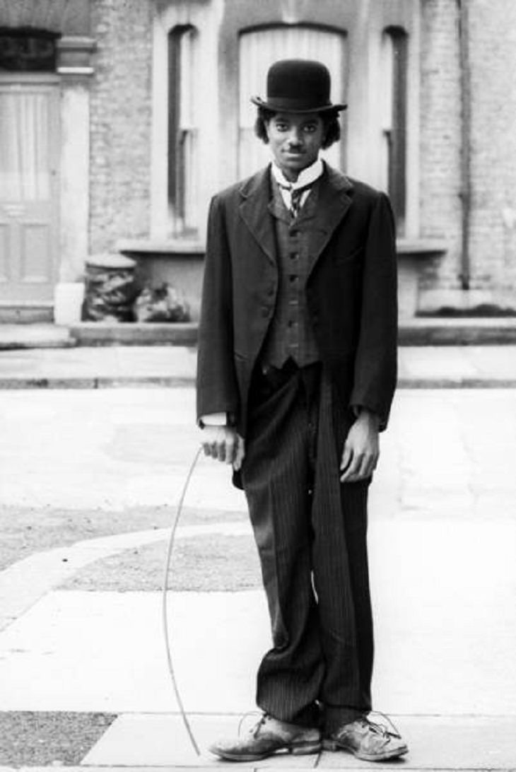  Historical Pics , Michael Jackson dressed as Charlie Chaplin