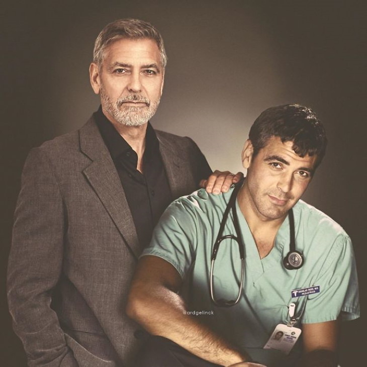 Celebridades con sus versiones de juventud George Clooney