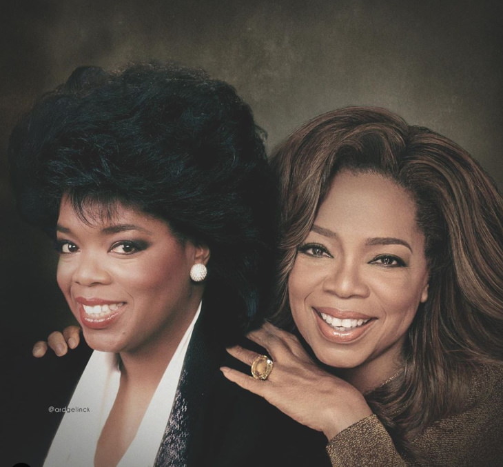 Celebridades con sus versiones de juventud Oprah winfrey