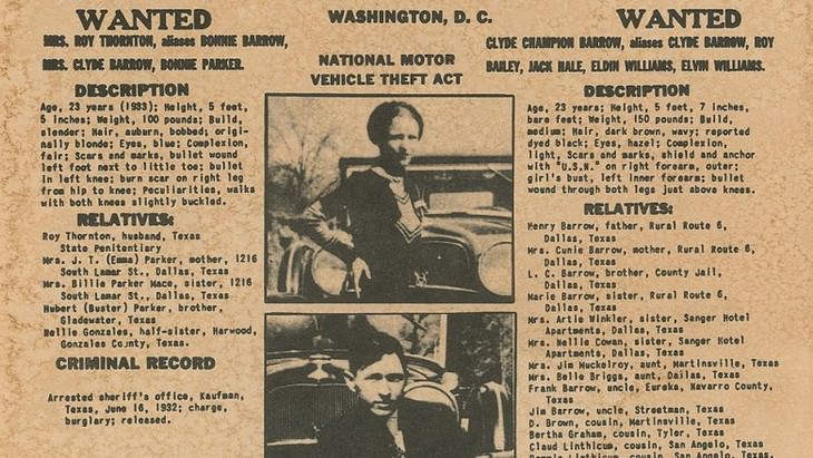 7 Facts about the real life of Bonnie and Clyde wanted poster