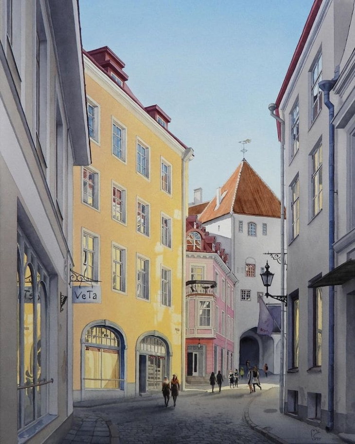 Eleanor Mill Watercolors Tallinn Old City, Estonia