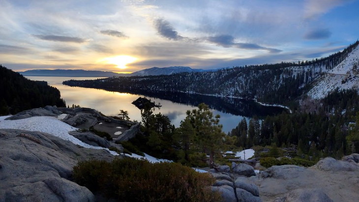 Picturesque Lakes in the US Lake Tahoe, border of California and Nevada