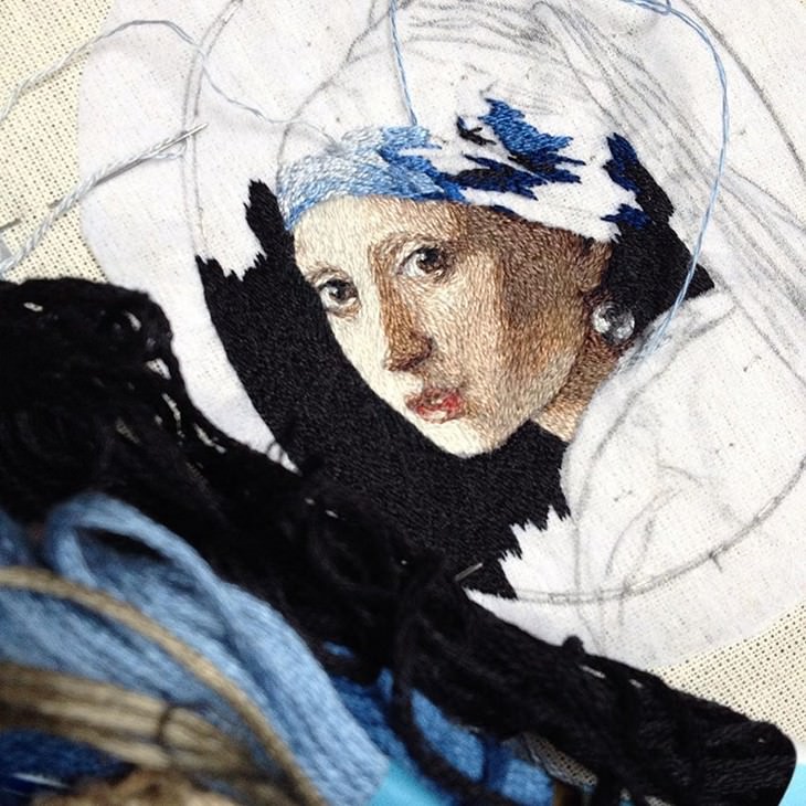 Artist's Embroidery Recreates Work of Old Masters