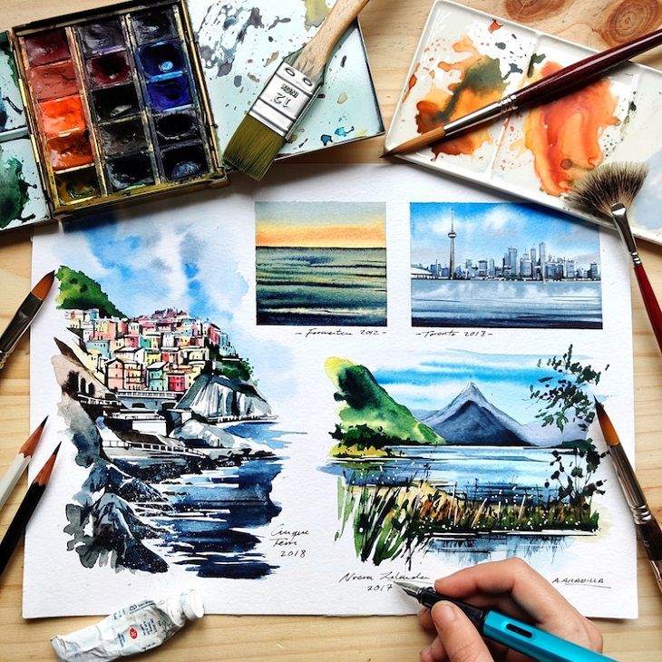 Watercolor Travel Paintings, landscapes