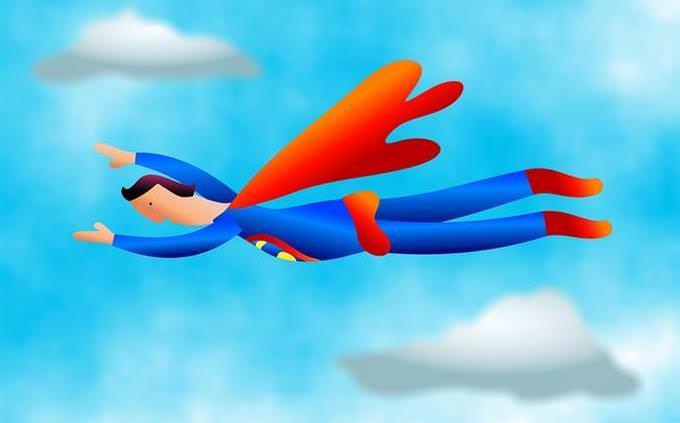 Animated superman flying