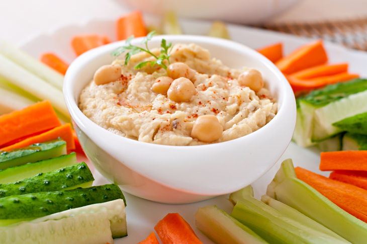 Weight Loss Snacks Hummus and Sliced Cucumbers